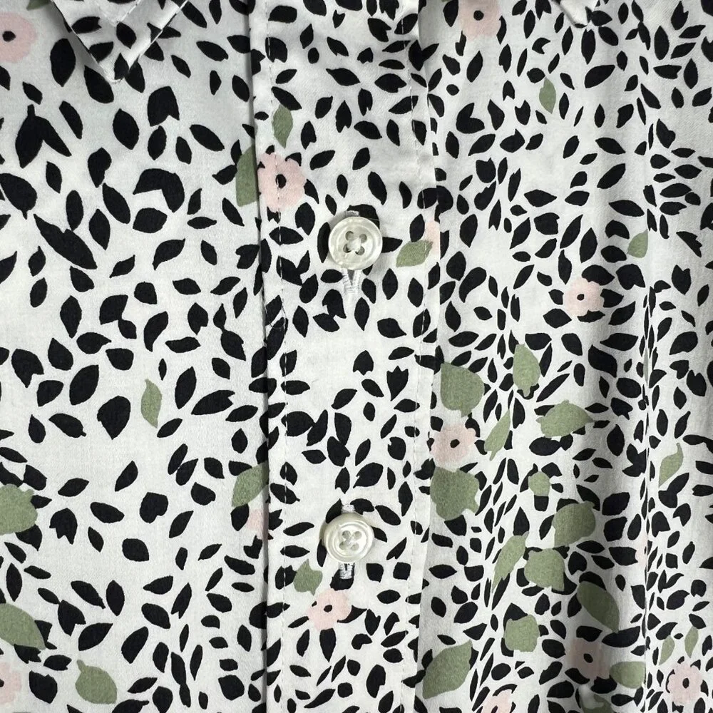 UNTUCKit for Her Phoebe Floral Belted Long Sleeve Shirt Dress in White Size 6 - Picture 4 of 10